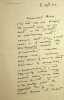 Lettre autographe sign&eacute;e &agrave; Henri Duvernois. Andr&eacute; Lebey (1877-1938), po&egrave;te, &eacute;crivain, homme politique. 