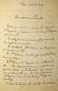 Lettre autographe sign&eacute;e &agrave; Henri Launette. Mario Proth (1832-1891), &eacute;crivain, journaliste. 