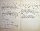 Lettre autographe sign&eacute;e &agrave; Henri Launette. Mario Proth (1832-1891), &eacute;crivain, journaliste. 