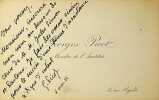Carte autographe sign&eacute;e au docteur Henri Nachtel. Georges Picot (1838-1909), juriste, historien, philanthrope. 