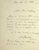Lettre autographe sign&eacute;e. Armand Renaud (1836-1895), po&egrave;te. 