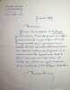 Lettre autographe sign&eacute;e. Maurice Renard (1875-1939), &eacute;crivain. 