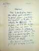 Lettre autographe sign&eacute;e. Yves-G&eacute;rard Le Dantec (1898-1958), po&egrave;te, &eacute;crivain. 