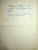 Lettre autographe sign&eacute;e. Yves-G&eacute;rard Le Dantec (1898-1958), po&egrave;te, &eacute;crivain. 