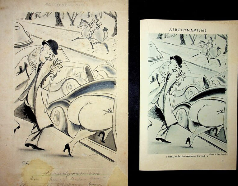Dessin original sign&eacute;. Chas Laborde (1886-1941), &eacute;crivain, peintre, graveur. 