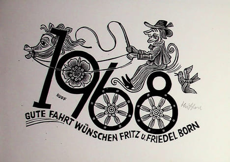 Gravure signée. Hermann Huffert (1904-1995), artiste allemand, graveur.