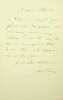 Lettre autographe sign&eacute;e au docteur Jean-Fran&ccedil;ois Robinet. [Positivisme] Isidore Finance (1848-1918) ouvrier peintre, militant syndicaliste, ...