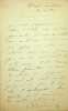 Lettre autographe sign&eacute;e au docteur Jean-Fran&ccedil;ois Robinet. [Positivisme] Eug&egrave;ne S&eacute;m&eacute;rie (1832-1884), positiviste, m&eacute;decin. 