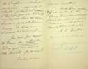 Lettre autographe sign&eacute;e au docteur Jean-Fran&ccedil;ois Robinet. Henry Dix Hutton (1824-1907), biblioth&eacute;caire du Trinity College (Dublin), protestant devenu ...