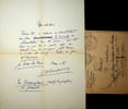 Lettre autographe sign&eacute;e &agrave; Ren&eacute; Maublanc. Andr&eacute; Delferri&egrave;re (1884-1951), acteur, r&eacute;sistant, animateur d'&eacute;mission radio. 