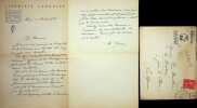Lettre autographe sign&eacute;e &agrave; Ren&eacute; Maublanc. Henri Pellier (1863-1942), &eacute;crivain, dramaturge, sc&eacute;nariste. 