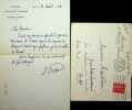 Lettre autographe sign&eacute;e &agrave; Ren&eacute; Maublanc. Dominique Parodi (1870-1955), philosophe, inspecteur g&eacute;n&eacute;ral. 