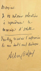 Lettre autographe signée à Adolphe Tabarant