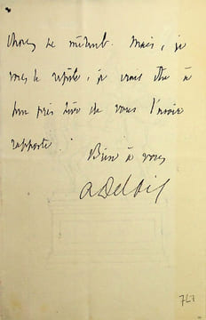 Lettre autographe signée. Albert Delpit (1849-1893), écrivain, né à la Nouvelle-Orléans (USA).