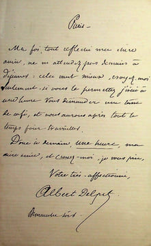 Lettre autographe signée. Albert Delpit (1849-1893), écrivain, né à la Nouvelle-Orléans (USA).