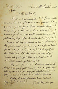 Lettre autographe signée à Ernest Bouju. Georges Darboy (1813-1871), évêque de Nancy puis archevêque de Paris, fusillé par la Commune le 24 mai 1871.