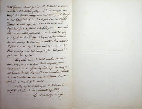 Lettre autographe signée à Ernest Bouju. Georges Darboy (1813-1871), évêque de Nancy puis archevêque de Paris, fusillé par la Commune le 24 mai 1871.
