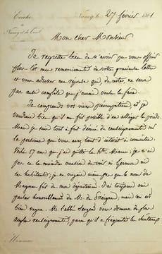 Lettre autographe signée à Ernest Bouju. Georges Darboy (1813-1871), évêque de Nancy puis archevêque de Paris, fusillé par la Commune le 24 mai 1871.