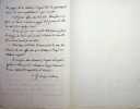 Lettre autographe sign&eacute;e &agrave; Georges Darboy. Georges Darboy (1813-1871), &eacute;v&ecirc;que de Nancy puis archev&ecirc;que de Paris, fusill&eacute; par la Commune le 24 mai ...