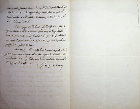 Lettre autographe signée à Ernest Bouju. Georges Darboy (1813-1871), évêque de Nancy puis archevêque de Paris, fusillé par la Commune le 24 mai 1871. 