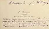 Carte autographe. Andr&eacute; Duclaud (1824-1890), homme politique, d&eacute;put&eacute; de la Charente. 