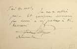 Lettre autographe sign&eacute;e. Fr&eacute;d&eacute;ric Passy (1822-1912), &eacute;conomiste, homme politique, pacifiste, premier prix Nobel de la Paix en 1901.