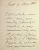 Lettre autographe sign&eacute;e. Fr&eacute;d&eacute;ric Passy (1822-1912), &eacute;conomiste, homme politique, pacifiste, premier prix Nobel de la Paix en 1901.