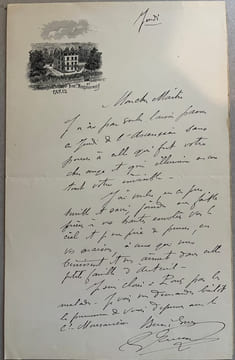 Lettre autographe signée à Aurélien Scholl. Gérard Encausse dit Papus (1865-1916), médecin et occultiste français, cofondateur de l'Ordre Martiniste.
