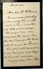 Lettre autographe sign&eacute;e. Ag&eacute;nor de Gramont (1819-1880), diplomate, homme politique, ministre des affaires &eacute;trang&egrave;res en 1870. 