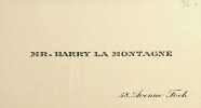 Carte autographe sign&eacute;e. Harry La Montagne (1869-1959), peintre am&eacute;ricain, sculpteur, propri&eacute;taire de chevaux de courses. 