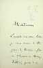 Lettre autographe sign&eacute;e. Paul Deschasnel (1855-1922), &eacute;crivain, homme politique, pr&eacute;sident de la r&eacute;publique. 