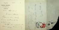 Lettre autographe sign&eacute;e &agrave; Ernest La Jeunesse. Max Maurey (1866-1947), &eacute;crivain, directeur de th&eacute;&acirc;tres. 