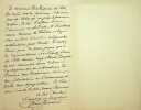 Lettre autographe sign&eacute;e &agrave; Coquelin ain&eacute;. [Edmond Rostand, Cyrano de Bergerac] Gilles de Saint Germain (1833-1899), acteur notamment de l'Od&eacute;on, de la ...