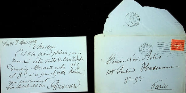 Lettre autographe signée à l'écrivain Louis Artus