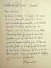 Lettre autographe sign&eacute;e. Camille Mauclair (1872-1945), po&egrave;te, &eacute;crivain.