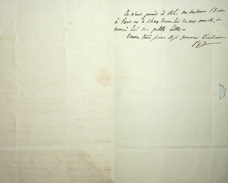 Lettre autographe signée au moment du retour des cendres de Napoléon. Henri-Gatien Bertrand (1773-1844), général, compagnon de Napoléon à ...