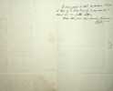 Lettre autographe sign&eacute;e au moment du retour des cendres de Napol&eacute;on. Henri-Gatien Bertrand (1773-1844), g&eacute;n&eacute;ral, compagnon de Napol&eacute;on &agrave; ...