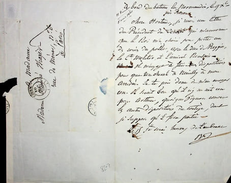 Lettre autographe signée au moment du retour des cendres de Napoléon. Henri-Gatien Bertrand (1773-1844), général, compagnon de Napoléon à ...