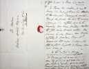 Lettre autographe sign&eacute;e au moment du retour des cendres de Napol&eacute;on. Henri-Gatien Bertrand (1773-1844), g&eacute;n&eacute;ral, compagnon de Napol&eacute;on &agrave; ...