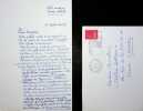 Lettre autographe sign&eacute;e. Claude Autant-Lara (1901-2000), r&eacute;alisateur, acteur, sc&eacute;nariste, homme politique. 