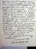 Lettre autographe sign&eacute;e. Claude Autant-Lara (1901-2000), r&eacute;alisateur, acteur, sc&eacute;nariste, homme politique. 