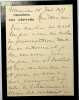 Lettre autographe sign&eacute;e. Auguste d'Arenberg (1837-1924), duc, homme d'affaires, homme politique, d&eacute;put&eacute; du Cher. 