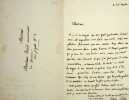 Lettre autographe sign&eacute;e. Eug&egrave;ne Scribe (1791-1861), &eacute;crivain, librettiste.