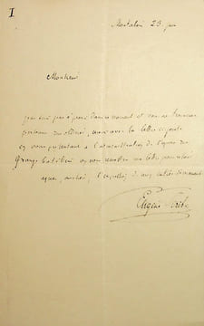Lettre autographe signée. Eugène Scribe (1791-1861), écrivain, librettiste.