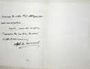 Lettre autographe sign&eacute;e. Alphonse Chodron de Courcel (1835-1919), diplomate, pr&eacute;sident du premier congr&egrave;s olympique en 1894, s&eacute;nateur. 