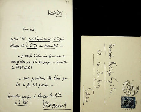 Lettre autographe signée à Philippe Gille. Jules Massenet (1842-1912), compositeur.