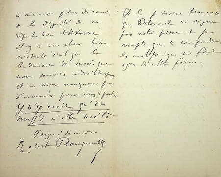 Lettre autographe signée à Louis Péricaud. Robert Planquette (1848-1903), compositeur. 