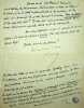 Lettre autographe sign&eacute;e &agrave; Louis Brun. L&eacute;on Daudet (1867-1942), &eacute;crivain, homme politique, membre de l'Acad&eacute;mie Goncourt. 