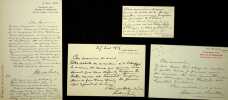 Lettre autographe sign&eacute;e &agrave; Georges Montorgueil (lot de 3). Albert de Bertier de Sauvigny (1861-1948), officier, historien, membre du Comit&eacute; ...