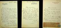 Lettre autographe sign&eacute;e &agrave; Georges Montorgueil (lot de 3). Albert de Bertier de Sauvigny (1861-1948), officier, historien, membre du Comit&eacute; ...